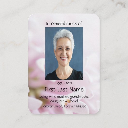 メモリアル祈りの言葉ガーデンフラワーズフローラ 名刺 (裏面)