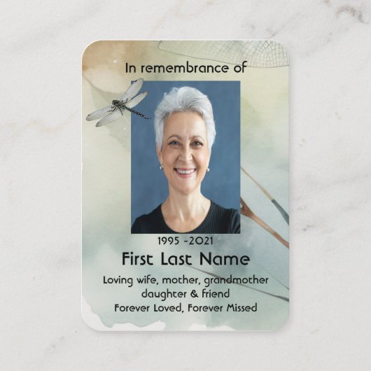 メモリアル祈りの言葉キープサケトンボ 名刺 (裏面)