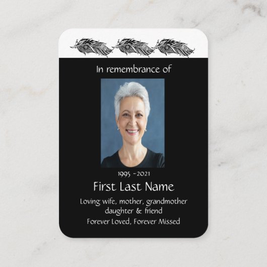 メモリアル祈りの言葉グラフィックアートの羽 名刺 (裏面)