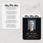 メモリアル祈りの言葉グラフィックアートの羽 名刺 (正面/裏面)