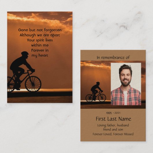 メモリアル祈りの言葉サイクリングサイクリング自転車 名刺 (正面/裏面)
