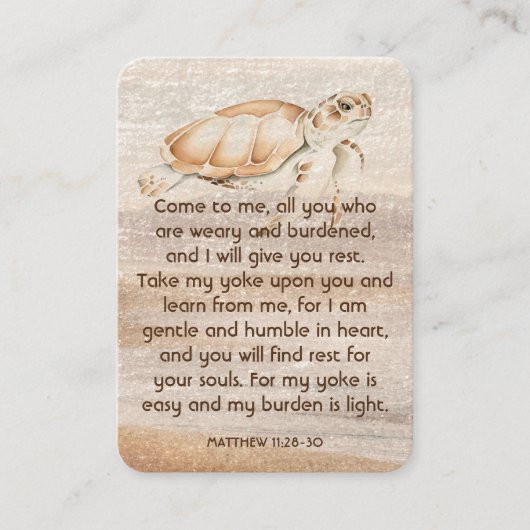 メモリアル祈りの言葉サンディビーチウミガメ 名刺 (正面)