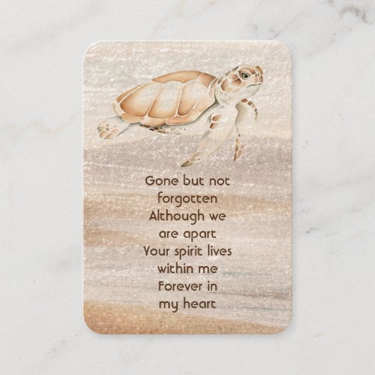 メモリアル祈りの言葉サンディビーチウミガメ 名刺 (正面)