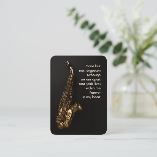 メモリアル祈りの言葉ザキサフォネジャズミュージシャン 名刺 (スタンド正面)