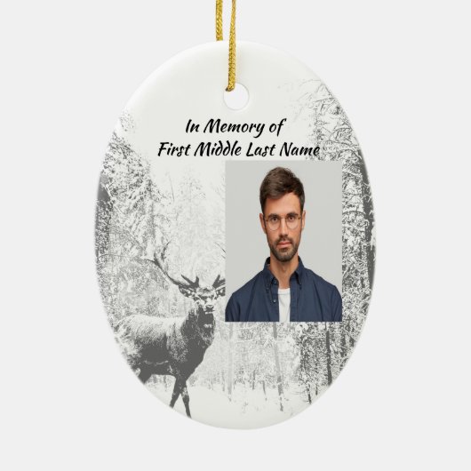 メモリアル祈りの言葉スタグディアフォレストウィンターワイルド セラミックオーナメント (裏面)