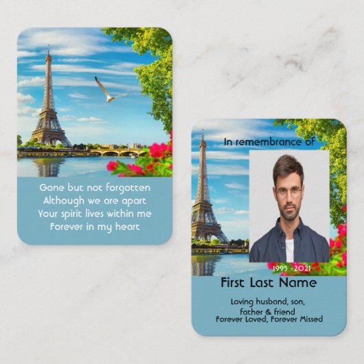 メモリアル祈りの言葉セーヌパリエッフェルタワー 名刺 (正面/裏面)