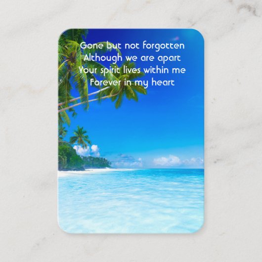 メモリアル祈りの言葉トロピカルビーチエキゾチック島 名刺 (正面)