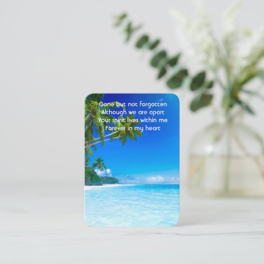 メモリアル祈りの言葉トロピカルビーチエキゾチック島 名刺 (スタンド正面)