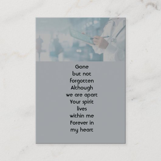 メモリアル祈りの言葉ドクターナースメディカルバス 名刺 (正面)