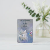 メモリアル祈りの言葉ハミングバードホワイトフラワーズブー 名刺 (スタンド正面)