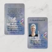 メモリアル祈りの言葉ハミングバードホワイト花 名刺 (正面/裏面)