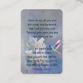 メモリアル祈りの言葉ハミングバードホワイト花 名刺 (正面)