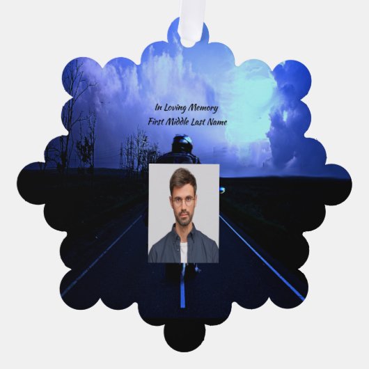 メモリアル祈りの言葉バイクバイクもしくは自転車に乗る人 オーナメントカード (正面)