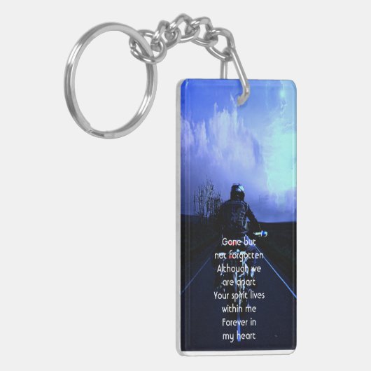 メモリアル祈りの言葉バイクバイクもしくは自転車に乗る人 キーホルダー (正面左)