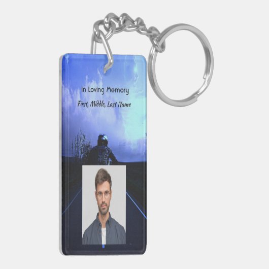 メモリアル祈りの言葉バイクバイクもしくは自転車に乗る人 キーホルダー (裏面左)