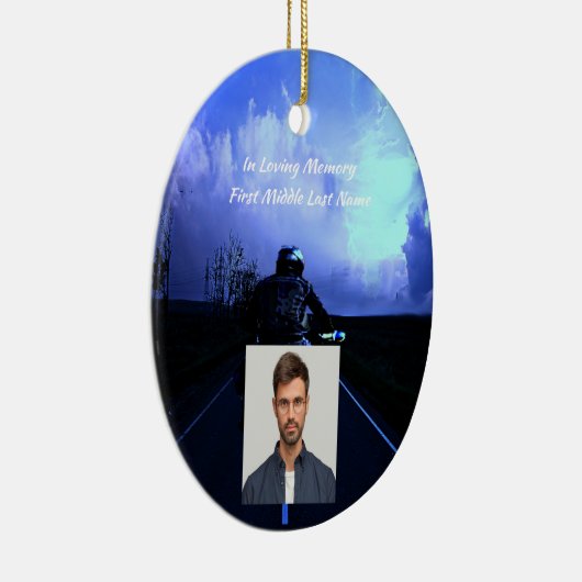 メモリアル祈りの言葉バイクバイクもしくは自転車に乗る人 セラミックオーナメント (右)