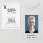 メモリアル祈りの言葉バイクバイクもしくは自転車に乗る人 名刺 (正面/裏面)