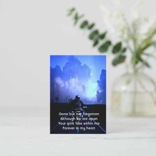 メモリアル祈りの言葉バイクバイクもしくは自転車に乗る人 名刺 (スタンド正面)