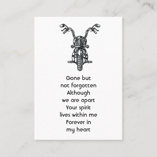 メモリアル祈りの言葉バイクバイクもしくは自転車に乗る人 名刺 (正面)