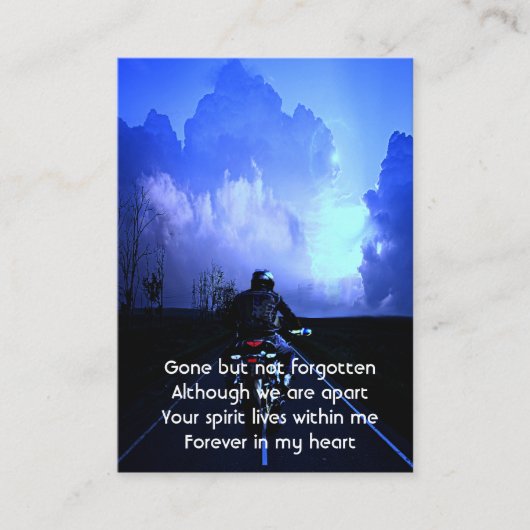 メモリアル祈りの言葉バイクバイクもしくは自転車に乗る人 名刺 (正面)