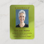 メモリアル祈りの言葉バタフライガーデン自然 名刺 (裏面)