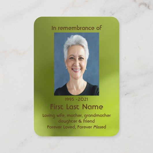 メモリアル祈りの言葉バタフライガーデン自然 名刺 (裏面)