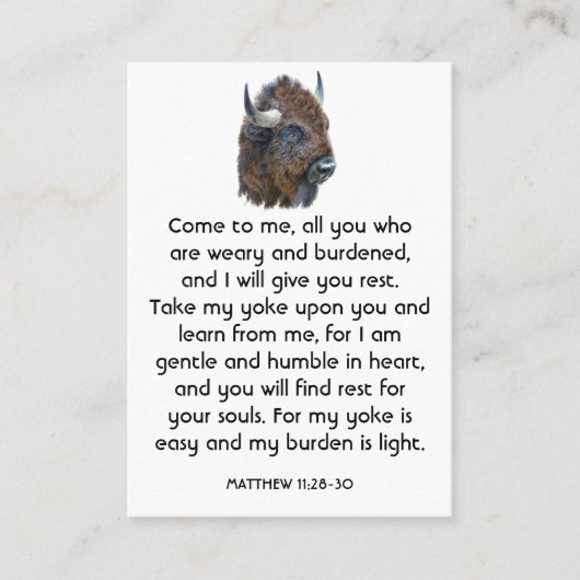 メモリアル祈りの言葉バッファローバイソン動物 名刺 (正面)