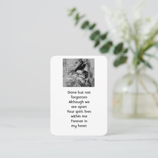 メモリアル祈りの言葉ピアノミュージシャン 名刺 (スタンド正面)