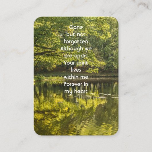 メモリアル祈りの言葉フォレストレイク自然風景 名刺 (正面)