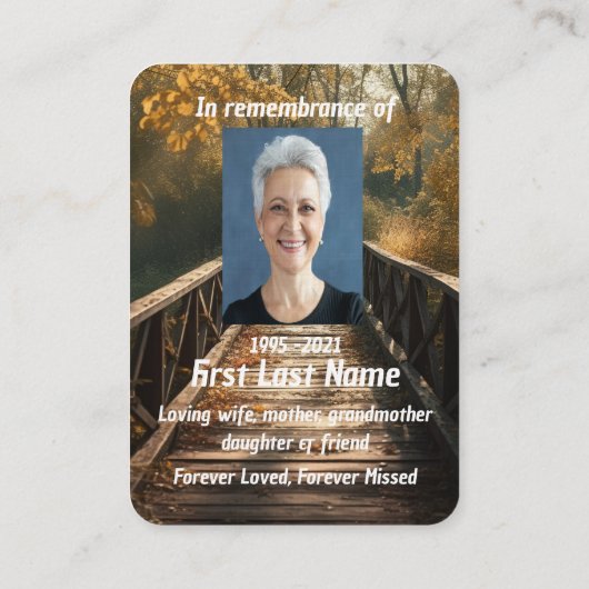 メモリアル祈りの言葉ブリッジ自然風景 名刺 (裏面)