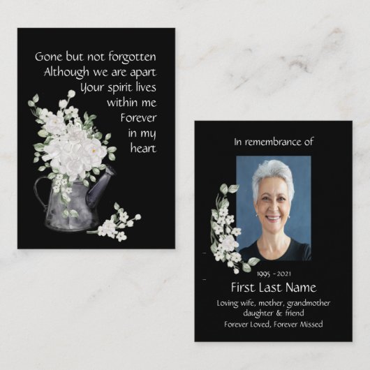 メモリアル祈りの言葉ホワイトガーデン花フローラ 名刺 (正面/裏面)