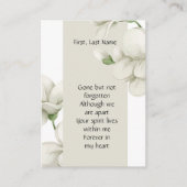 メモリアル祈りの言葉ホワイトフラワー&引用文 名刺 (正面)