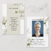 メモリアル祈りの言葉ホワイトフラワー&引用文 名刺 (正面/裏面)