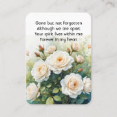 メモリアル祈りの言葉ホワイトローゼズガーデンフラワー 名刺 (正面)