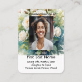 メモリアル祈りの言葉ホワイトローゼズガーデンフラワー 名刺 (裏面)