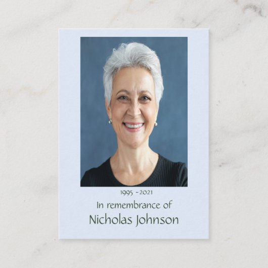 メモリアル祈りの言葉ホワイトローゼズガーデンブーケ 名刺 (裏面)