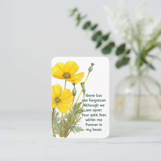 メモリアル祈りの言葉ポピーガーデンフラワーフローラ 名刺 (スタンド正面)