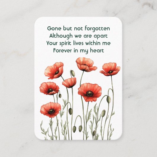 メモリアル祈りの言葉ポピーガーデンフラワーフローラ 名刺 (正面)