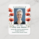 メモリアル祈りの言葉ポピーガーデンフラワーフローラ 名刺 (裏面)