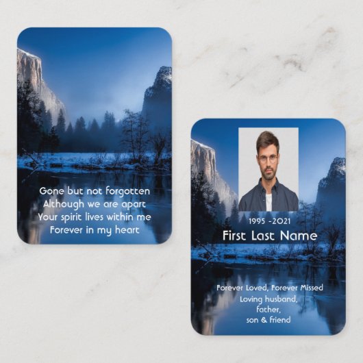 メモリアル祈りの言葉マウンテンレイクウィンタースノー 名刺 (正面/裏面)