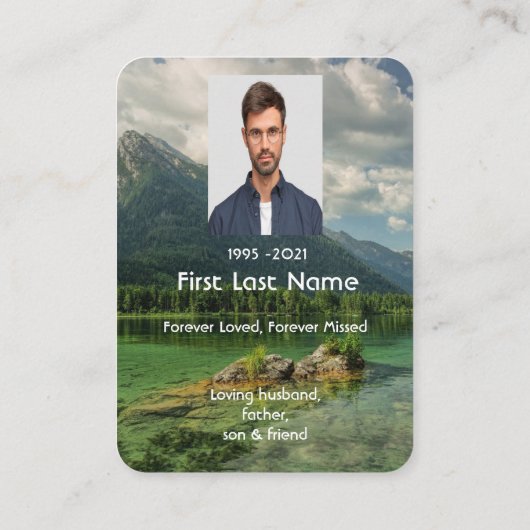 メモリアル祈りの言葉マウンテンレイクランドスケープ 名刺 (裏面)