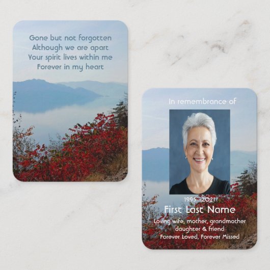 メモリアル祈りの言葉ミストフォグレイク秋 名刺 (正面/裏面)