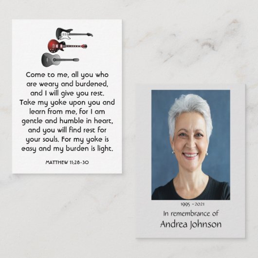 メモリアル祈りの言葉ミュージシャンギター音楽 名刺 (正面/裏面)