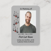 メモリアル祈りの言葉ミュージシャンギター音楽 名刺 (裏面)