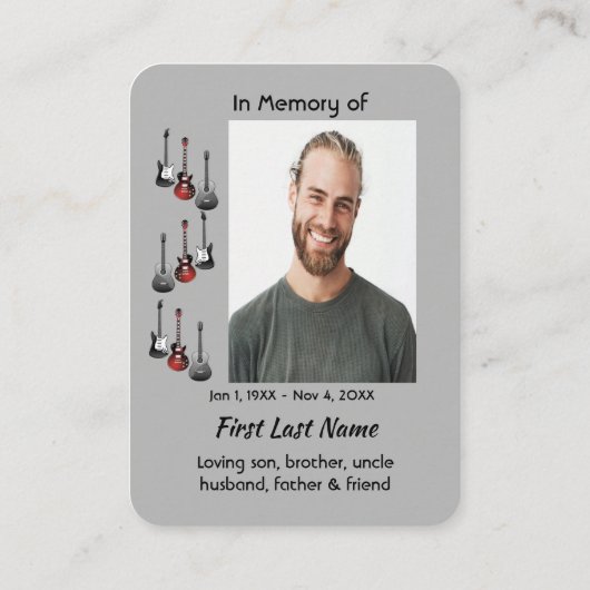 メモリアル祈りの言葉ミュージシャンギター音楽 名刺 (裏面)