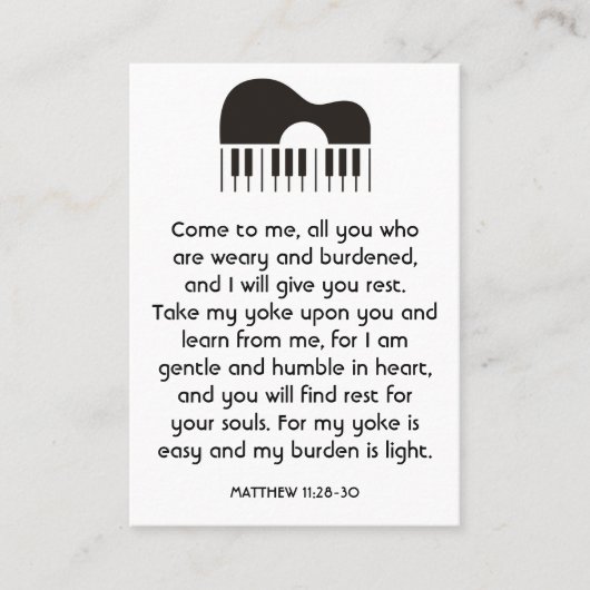 メモリアル祈りの言葉ミュージシャンピアノギター音楽 名刺 (正面)