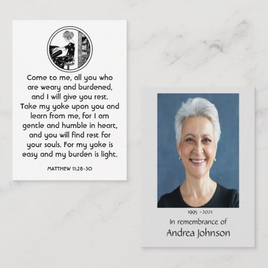 メモリアル祈りの言葉ミュージシャンピアノ音楽 名刺 (正面/裏面)