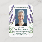 メモリアル祈りの言葉ラベンダーガーデンフラワーフローラ 名刺 (裏面)