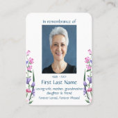 メモリアル祈りの言葉ラベンダーガーデンフラワー 名刺 (裏面)