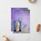 メモリアル祈りの言葉ラベンダーハミングバードガーデン ノートカード (正面/裏面インサイチュ)